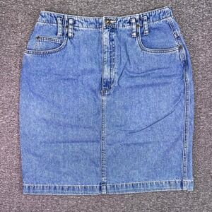 VTG LizWear Denim Skirt Womens 12 Casual Cotton Straight Knee Length Retro Y2K